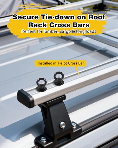 T Track Mount Tie Down Anchor for Roof Rack, M8 Heavy Duty Ring Shaped Eye Bolt, Stainless Steel T Bolt Eye Nut Tie Down Rings for Holding Bungee Cord, Ropes, Hooks - size: M8x18mm-Black, 4 Pack