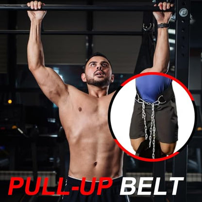 Dip Belt - Weighted Lifting Belt with Steel Chain, Heavy-Duty Strength Training, Durable Gym Accessory | Pull-Up powerliftings Bodybuilding for Home Workout Fitness