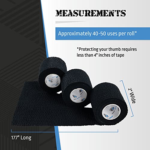 Weightlifting Tape, Stretch Sports Tape for Wrist and Hand Use, 6 Rolls, Black - color: Black