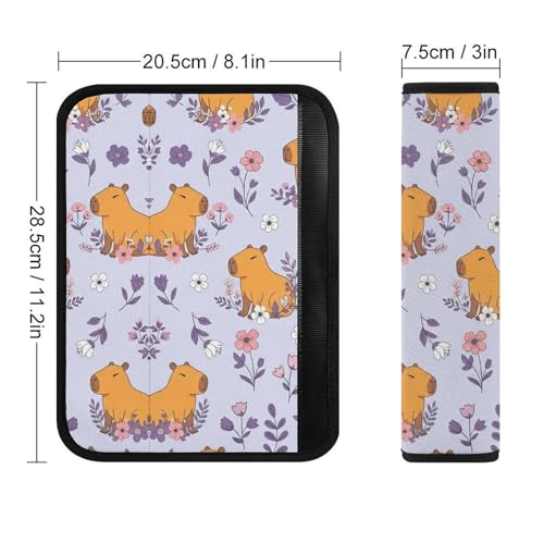 Universal Fit Seat Belt Cover for Adult Use, Stroller Pushchair High Chair, 2PCS Capybara Pink Flower Harness Pads Strap Shock Absorption - color: Pattern 842