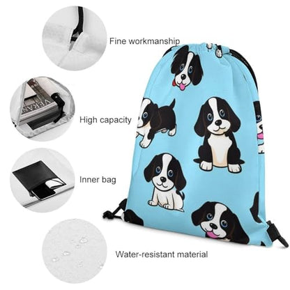 Drawstring Backpack Gym Sackpack Lightweight Waterproof String Bag for Sports Travel Yoga Beach Swimming, Men Women Unisex, Cute Boston Terrier Bags - color: Picture (25)
