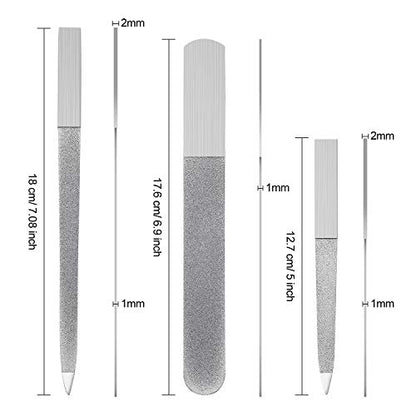 Mudder 3 Pcs Metal Diamond Nail File Set for Women Men Stainless Steel Metal Double Side Fingernail Toenail Buffer Filers Silver Emery Boards for Salon Home Travel Manicure Pedicure Nail Care Tool - color: Silver