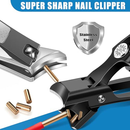 Toenail Clippers for Seniors Thick Toenails, Large Nail Clippers for Men Thick Nails with Catcher, Sharp Fingernail Clipper with Safety Lock Heavy Duty Slanted Nail Cutter Gifts for Men Women Adults - style: Black Slanted Nail Clippers Set