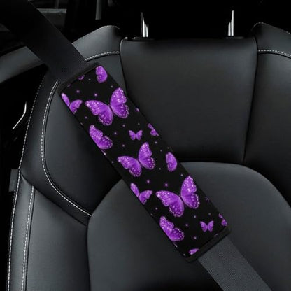 2 Pack Universal Fit Car Seat Belt Pad for Adult Use, All Vehicles, Beautiful Purple Butterflies Butterfly Seat Belt Covers Cushion, Anti-Slip Pad - color: Pattern 1043