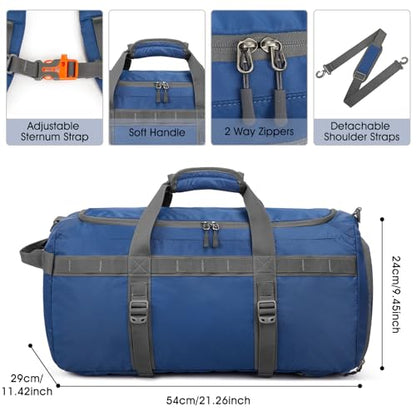 G4Free Gym Bag for Women Men Duffle Backpack with Shoe Compartment Water Resistant Travel Weekender Bag - color: Blue