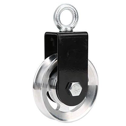 Stainless Steel Fitness Equipment Bracket Pulley, Mute Hanging Wheel with Smooth Rotating Rollers, Rustproof Lifting Pulley for Indoor Outdoor Rope Systems
