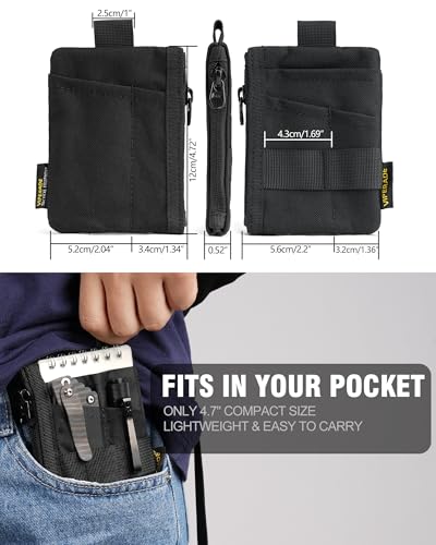 VIPERADE VE28 6-in-1 EDC Pouch, 500D Compact EDC Pocket Organizer, Molle Extension Tool Storage Bag, Small Coin Purse/Card Holder/Swiss Army Knife Pocket Pouch (Black) - color: Black