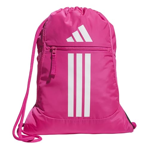 adidas Alliance Sackpack – Drawstring Backpack for Sports, Small Gym Bag, Team Shock Pink 2/White/3, OSFA - color: Team Shock Pink 2/White/3