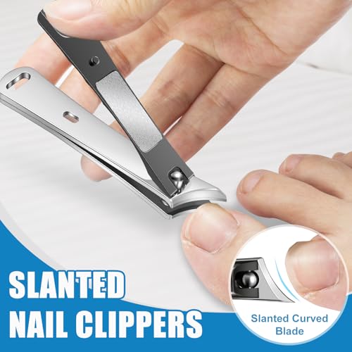 Toenail Clippers for Seniors Thick Toenails, Large Nail Clippers for Men Thick Nails with Catcher, Sharp Fingernail Clipper with Safety Lock Heavy Duty Slanted Nail Cutter Gifts for Men Women Adults - style: Black Slanted Nail Clippers Set