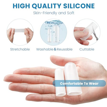 20Pcs Gel Finger Cots, Large Silicone Finger Protectors Sleeves, Fingertip Cover Caps to Heal Cracked, Eczema, Peeling, Hangnails, Corn, Calluses - size: Large and Small