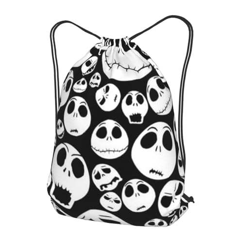 Halloween Skull Drawstring Backpack String Bag Gym Sackpack Lightweight Waterproof Sport Bag for Women Men - color: Halloween Skull