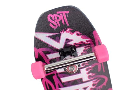 SPITBOARDS® 34mm Fingerboard Oldschool Cruiser Pro Complete Setup, Pre-Assembled 5-Layer Wood, Pro Trucks, Soft Urethane 60D Bearing Wheels, Real-Wear Graphics, Lasered Foam Tape 'Heavy-Metal' - color: Heavy-metal