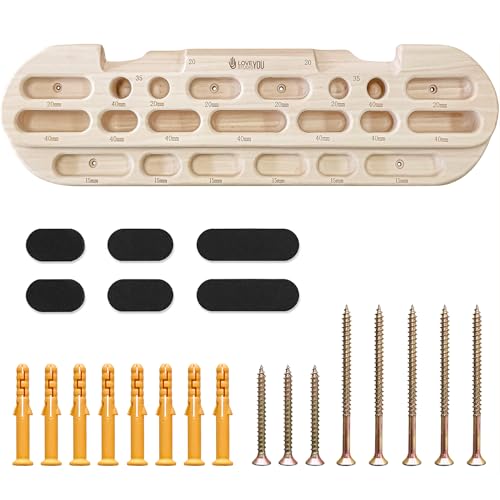Hangboard Rock Climbing Fingerboard Training - Wooden Climbing Hang Board with Finger Pockets Multiple Depths Dual Slopes - Board Trainer for Pull Ups Grip Strength Endurance