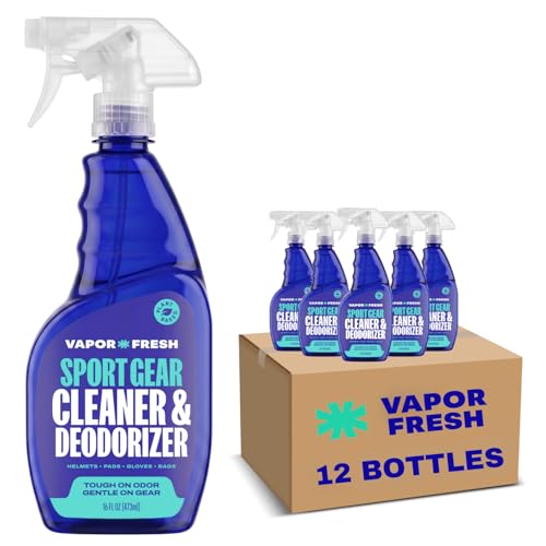 Vapor Fresh Sports Gear Cleaner and Deodorizer Spray, 16oz (12 Pack) | Sports odor eliminator, Boxing gloves, Sports pads, Helmets, Gym bags, Gym equipment, Powered by essential oils - size: 16 Fl Oz (Pack of 12)