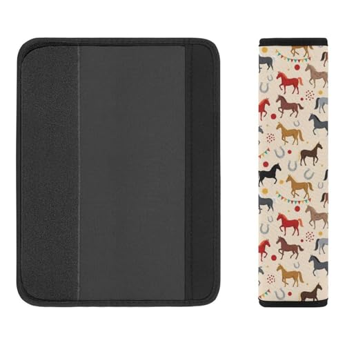 Soft Padded Seat Belt Cover for Girls and Boys, Stroller Pushchair High Chair, 2 Piece Beige Horse Shoulder Protector Anti-Slip Pad - color: Pattern 940