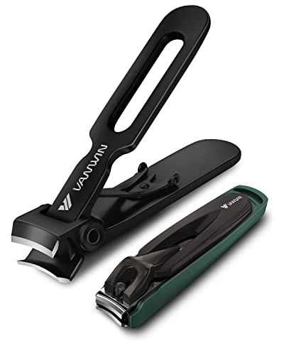 Nail Clipper Set 2 Pack, Heavy Duty Toenail Clippers for Thick Toenails and Sturdy Finger Nail Clippers with Catcher, Ultra Sharp Stainless Steel Nail Cutter for Men Women Adult - style: Black+Green