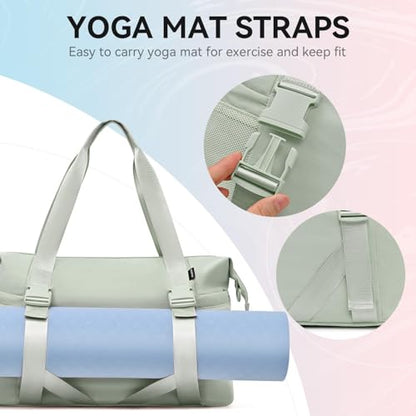 MAXTOP Women's Gym Yoga Duffle Bag with Shoe Pouch,Multi-Purpose Overnight Travel Bag for Gym,Work, Dance, Sports - color: Green