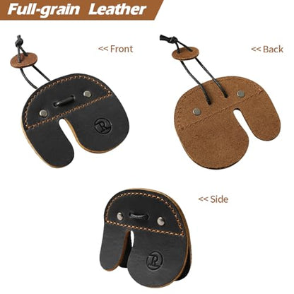 Ringsun Leather Archery Finger Tabs,Handmade Archery Finger Guard for Shooting Practice Gear, Recurve Bow Fingers Tab - color: Black Coffee