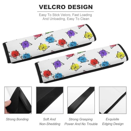 2 Pack Breathable Car Seat Straps Shoulder Pads for Adults and Children, All Vehicles, Butterfly Artpattern Harness Pads Strap, Pressure Relief - color: Pattern 785