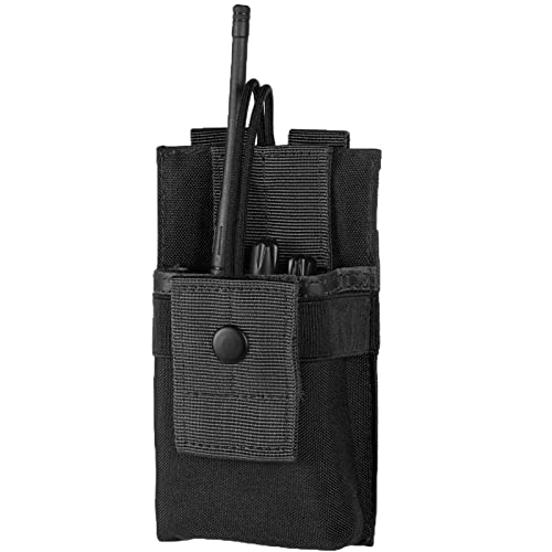 FRTKK Tactical Radio Holder Radio Holster Molle Radio Pouch Universal Radio Case Military Heavy Duty Radio Bag for Police Firefighter Two Ways Walkie Talkies Vest (Black-large) - color: Black-large