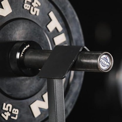 Titan Fitness Eccentric Hooks, Fully Adjustable 20" - 35" Steel Hook Barbell Attachment, Overload Lifting for Explosiveness, Fits Olympic-Sized Weight Plates, Weight Releasers - style: Ecccentric Base Unit