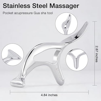 All in 1 Trigger Point Massage Tool TMJ Tension Relif Face Gua Sha | Deep Tissue Acupressure Tool Pressure Point Muscle Tension Relief Fascia Release TMJ Pain Relief Facial Neck Gua Sha Tool