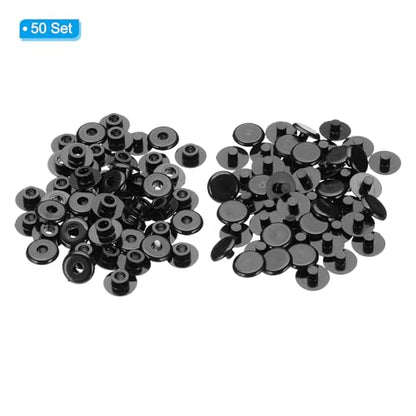 PATIKIL M5x3mm Plastic Binding Post, 50 Sets Plastic Chicago Screws Binding Screw Rivet Post Press-on Buckle for Leather Scrapbook Photo Albums, Black - color: Black, size: M5x3mm
