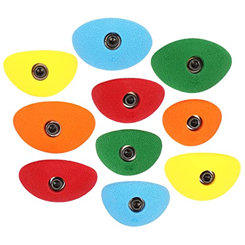 Atomik Rock Climbing Holds Set of 10 Bolt-On Oval Crimps Style 1 in Assorted Bright Tones