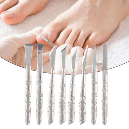 8Pcs Ingrown Toenail Removal Kit, Stainless Steel Pedicure Kit, Pedicure Knife Dead Skin Removal, Ingrown Toenail Treatment Tool Set with A PU Leather Box