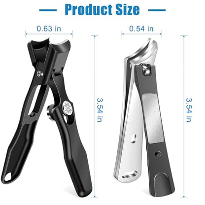 Toenail Clippers for Seniors Thick Toenails, Large Nail Clippers for Men Thick Nails with Catcher, Sharp Fingernail Clipper with Safety Lock Heavy Duty Slanted Nail Cutter Gifts for Men Women Adults - style: Black Slanted Nail Clippers Set