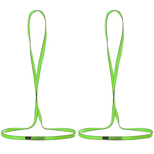 18mm Nylon Climbing Sling Runner 23KN-CE2008 EN566 Certified Webbing Straps | Climbing Sling for Rock Climbing, Rappelling, Arborist Tree Work, Hammock Rigging, Yoga Swing & Outdoor Safety Gear - color: Green-2pcs, size: 120cm
