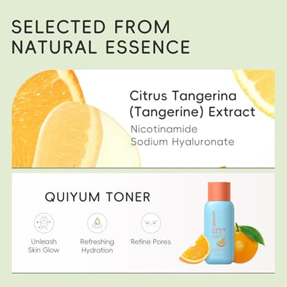 QUIYUM Fruit Skin Care Set, 5 Daily Skincare Routine for Women Teen Girl | Gentle Clean, Smooth, Glow, Moisturize, Facial Skincare Gift Set, for Birthday, Stocking Stuffers - size: 5 Count (Pack of 1)