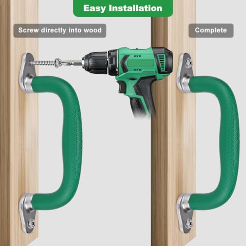 SELEWARE 4Pcs Green Playground Safety Handles Kids Playground Grab Handles | Non-Slip Durable Indoor Outdoor Playset Hand Grips for Playhouse, Treehouse, Climbing Frame, Jungle Gym, Swing Set - color: Green (4 Pack)