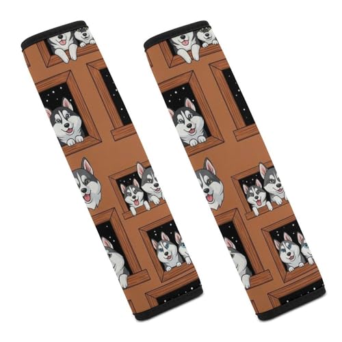 Breathable Siberian Husky Funny Huskies Seat Belt Cover for Elderly Support, All Vehicles, 2 Pack Automotive Seat Belt Protector Comfortable Driving - color: Pattern 132