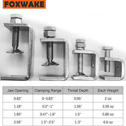 Heavy Duty Stainless Steel C Clamps 2 1/2 Inch for WoodWorking, Small U Clamps for Mounting, Mini Desk Clamps with Stable Wide Jaw Opening & Protective Pads/I-Beam Design (2pcs) - color: 2 9/16 In-2pcs-65mm
