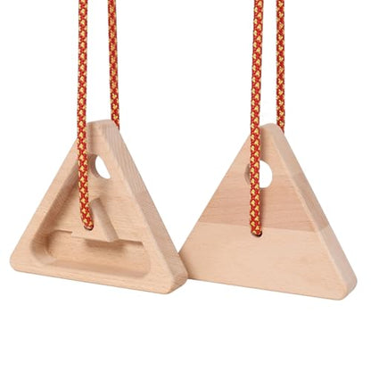 Portable Wooden Hangboard with Rope, Compact Fingerboard for Climbing Training, Multiple Grip Options, No-Drill Installation - size: 5 Inch-2PCS
