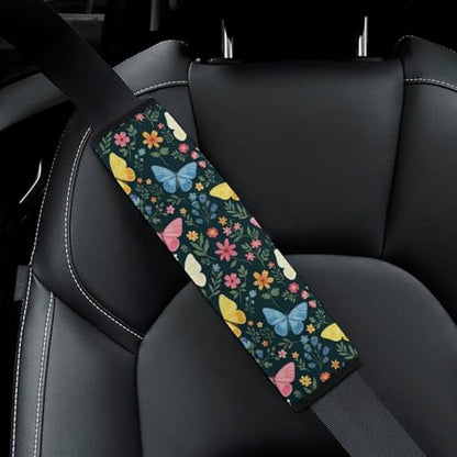 Universal Soft and Comfortable Butterfly Beautiful Floral Botanical Butterflies Seat Belt Shoulder Pad for Kids, Most Cars, 1 Pair Seat Belt Covers Cushion Anti-Slip Pad - color: Pattern 622