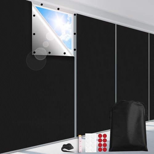 FADOTY 100% Blackout Curtains, 57"x 40" Portable Black Out Window Cover | Blackout Window Film Shades Blinds, Cuttable, No Drill, Sun Heat Light Blocker for Bedroom, Nursery, Media Room, RV, Black - color: Black, size: 57"W x 40"H