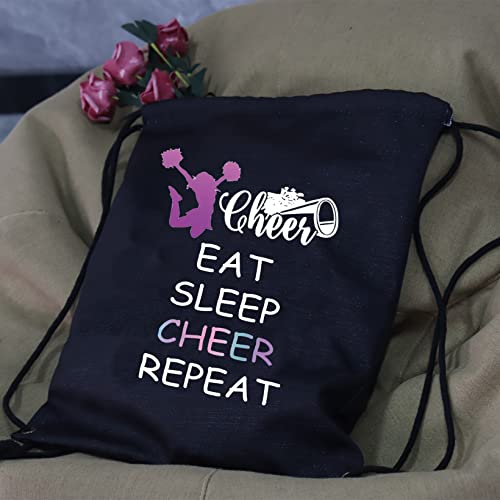 JYTAPP Cheer Drawstring Bag for Cheerleading Gifts Eat Sleep Cheer Gym Cheer Team Gifts Practice Bag for Cheerleaders (black)