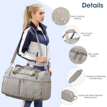 G4Free 45L Travel Duffle Bag for Women Men 3 in 1 Duffel Bags with Shoes Compartment Gym Backpack for Weekender Overnight, Camel - color: Camel
