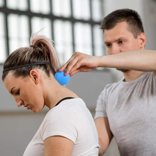 WOVTE Massage Lacrosse Ball for Sore Muscles, Shoulders, Neck, Back, Foot, Body, Deep Tissue, Trigger Point, Muscle Knots, Yoga and Myofascial Release (Blue) - color: Blue