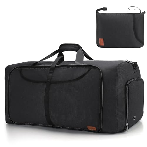 100L Duffle Bag for Travel, Extra Large Foldable Waterproof Duffel Bag | Collapsible, Water Resistant, Tear-Resistant, with Shoe Compartment, for Gym Sport Overnight Weekender, for Men and Women - color: Black, size: 100L