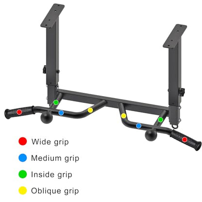 SELEWARE Heavy Duty Welded Pull Up Bar Wall/Joist/Ceiling Mount Chin Up Bar | Multifunctional Pull-up Bars w/Resistance Band Hooks for Home Gym Strength Training, Sturdy Steel Construction Support 500 lb - color: F2: Black 24" Ceiling Mount Pull Up Bar