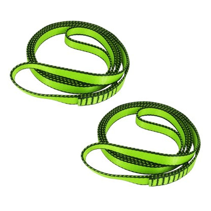 FOSER 18mm Nylon Climbing Sling Runner, 23KN Nylon Rope,Apply to Rock Climbing, Mountaineering, Hiking, Downhill, Emergency Equipment, etc - color: Green(2pcs)