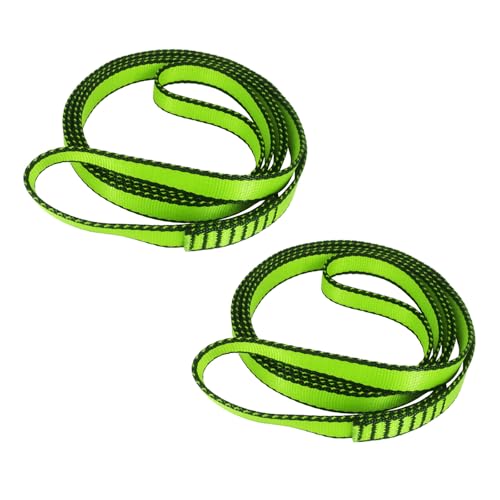 FOSER 18mm Nylon Climbing Sling Runner, 23KN Nylon Rope,Apply to Rock Climbing, Mountaineering, Hiking, Downhill, Emergency Equipment, etc - color: Green(2pcs)