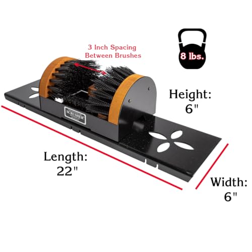Original Scrusher with Portable Base No Mounting Outdoor Shoe Scraper Brush | American Made Heavy Duty Weather Resistant Steel Frame for Year Round Use with Durable Long Lasting Boot Brushes - style: Original with Base