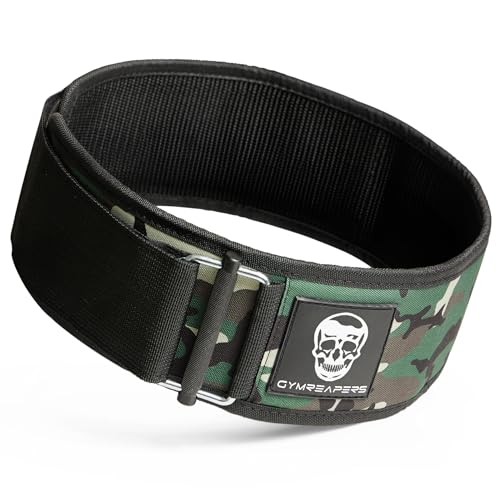 Gymreapers Quick Locking Weight Lifting Belt for Men Gym Belt for Powerlifting Deadlift Belt with 4 Inch Neoprene Metal Buckle Back Support Weightlifting Belt Women - color: Woodland Camo, size: X-Small