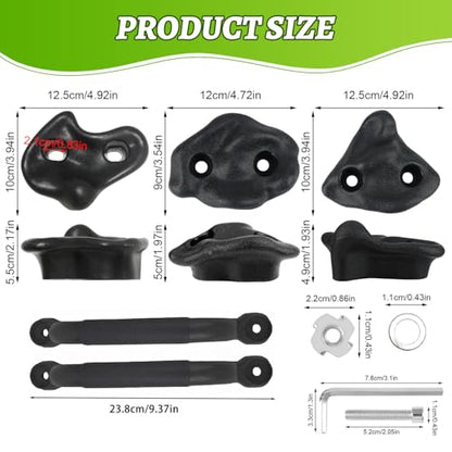 20 Unique Rock Wall Climbing Holds Extra Large,DIY Climbing Wall for Indoor Outdoor Playground Wood Rock Wall with M8 Screws(Black - color: Dark Black