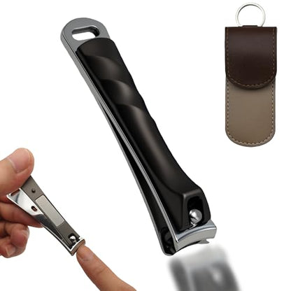 Heavy-Duty Large Nail Clippers,Ultra Sharp Heavy Duty Clippers with Ergonomic Lever,Toenail Clippers with Frosted Non-Slip Handles,Comes with a Leather case, Making it More Suitable as a Gift -Black