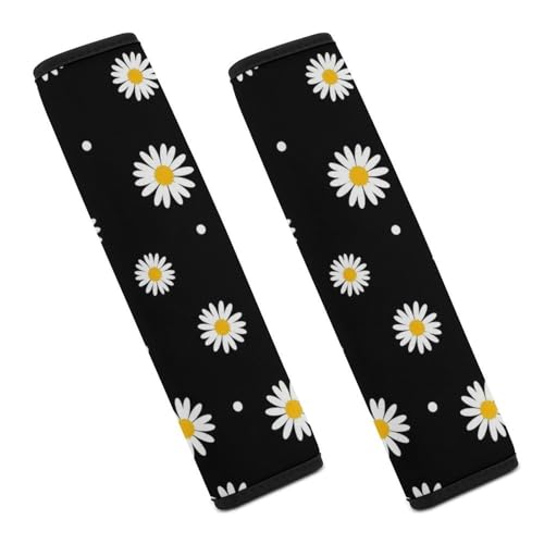 2 Pack Breathable Car Seat Belt Pad for Child, Stroller Pushchair High Chair, Floral Daisies Daisy Neck Strap Covers, Neck and Shoulder Support - color: Pattern 228